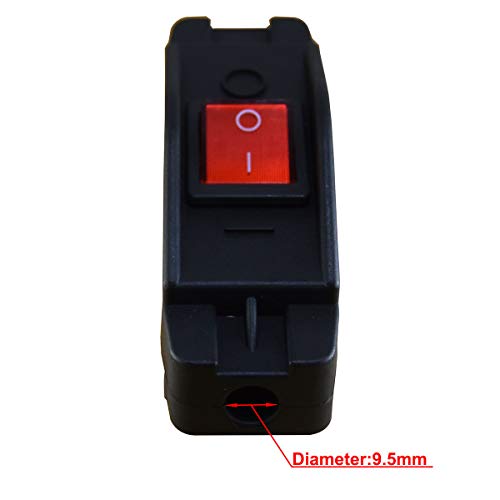 FILSHU 30A 125VAC Inline Cord Switch Black Inline ON/Off Rocker Button with Red Indicator Light - Thumbnail 7