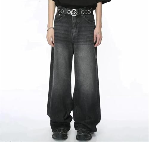 Men Worn Out Jeans Gradient Color Abrade Stripe Straight Denim Pants Wide Leg Trousers2