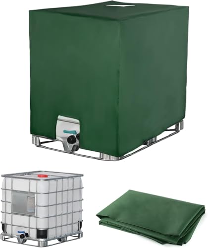 IBC Tank Abdeckung, Regentonne Zubehör für Wassertank 1000l, IBC Tank Container Cover, Anti-UV Schutzplane Regenwassertank Abdeckplane, IBC Abdeckung Deckel, 120 x100 x116 cm (Grün)