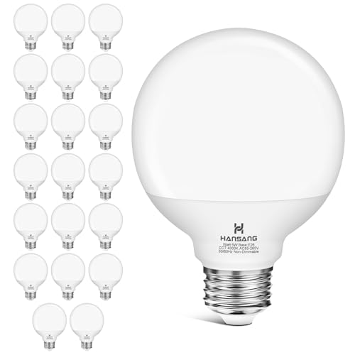 Image of 20 Pack LED Vanity Barthroom Light Bulbs 60W Equivalent 4000K Natural White | G25 LED Light Bulbs, E26 Base, CRI85+ Eye-Friendly, Type G Round Light Bulb Over Mirror, 120V, 5W, 500LM, Non-Dimmable