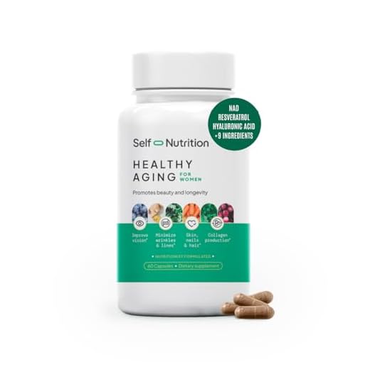 SELF NUTRITION Healthy Aging Supplement for Women - Resveratrol, NAD, Collagen Booster, Biotin, Hyaluronic Acid & More. Cellular Health, Beauty, Longevity - USA, Vegan, 60 Capsules.