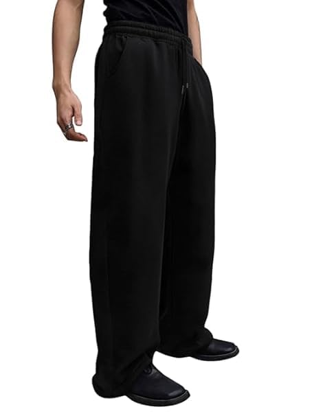 Image of Men's Premium Fleece Sweatpants, Soft Lightweight Lounge Pants with Elastic Drawstring Waist, Casual Athletic Straight-Leg Pants,