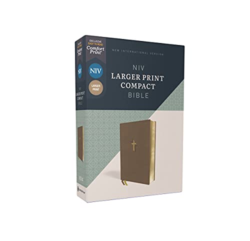 Niv, Larger Print Compact Bible, Leathersoft, Brown, Red Letter, Comfort Print: New International Ve