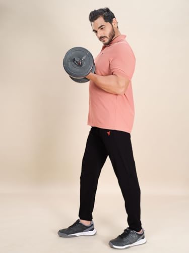 Image of TECHNOSPORT Men's Plus Size Solid Slim Fit Track Pant with Quick Dry SPF50+ for Running, Workout & Sports