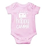 AW Fashions Happy Camper - I'd Rather Be Camping With My Family - Cute One-Piece Infant Baby Bodysuit (Newborn, Pink)