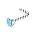 Ruifan 4PCS 18G 316L Surgical Steel 3mm Jeweled Mix Color Opal Nose L Shaped Studs Rings Pin Piercing Jewelry
