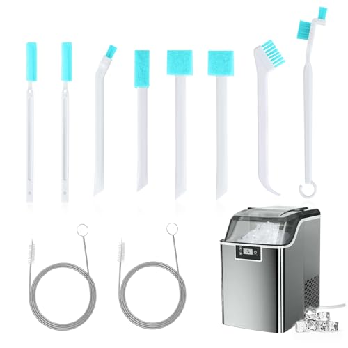 XANGNIER Ice Machine Cleaner Brush Kits Countertop Ice Maker Cleaning Tools Accessories-2 Pcs Extra Long Pipe Drain Cleaners Brush and 8 Pcs Small Crevice Cleaning Brush for Tight Spaces