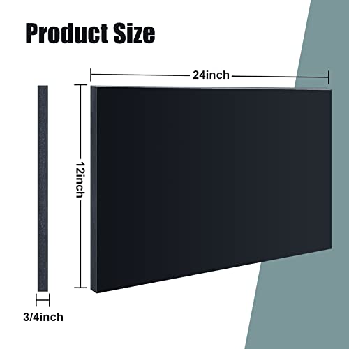 Image of Wesiti 2 Pcs HDPE Plastic Sheets 3 /4 Thick Hard HDPE Sheet Polyethylene Sheet, High Density Polyethylene Board for Crafts Flat Panel DIY Materials for Home Decor Handicrafts (Black, 12 x 24 Inch)