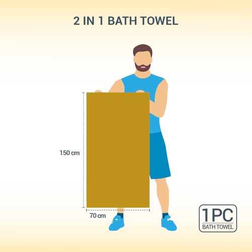 Image of Welspun 100% Cotton Towels for Bath | Towels for Bath Large Size | Bath Towel - Soft & Absorbent | 450 GSM | 1 Piece Bath Towel for Men /Women | 70 cms x 150 cms - Yellow
