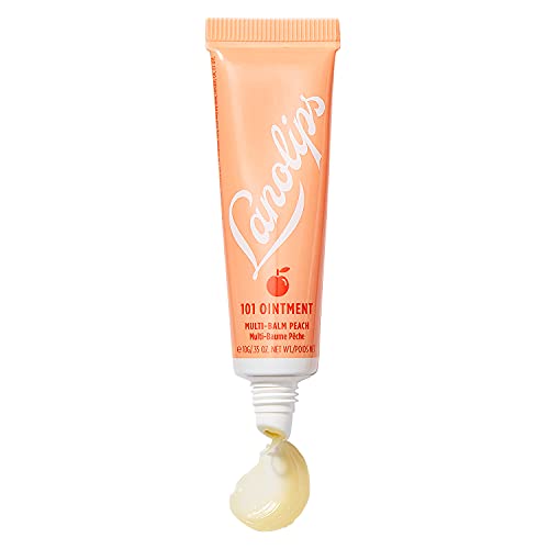Lanolips 101 Ointment Multipurpose Superbalm Peach - Natural Healing Moisturizer with Lanolin - Restore + Repair Cracked Lips, Cuticles, Elbows + Dry Skin - Fragrance-Free Balm (10g / 0.35oz)