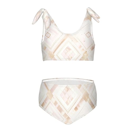 Rose Gold Pink Glitter Girls' Two Pieces Kids Bikini Set Scoop Neck Swimsuit Swimwear Cute Shoulder Strap