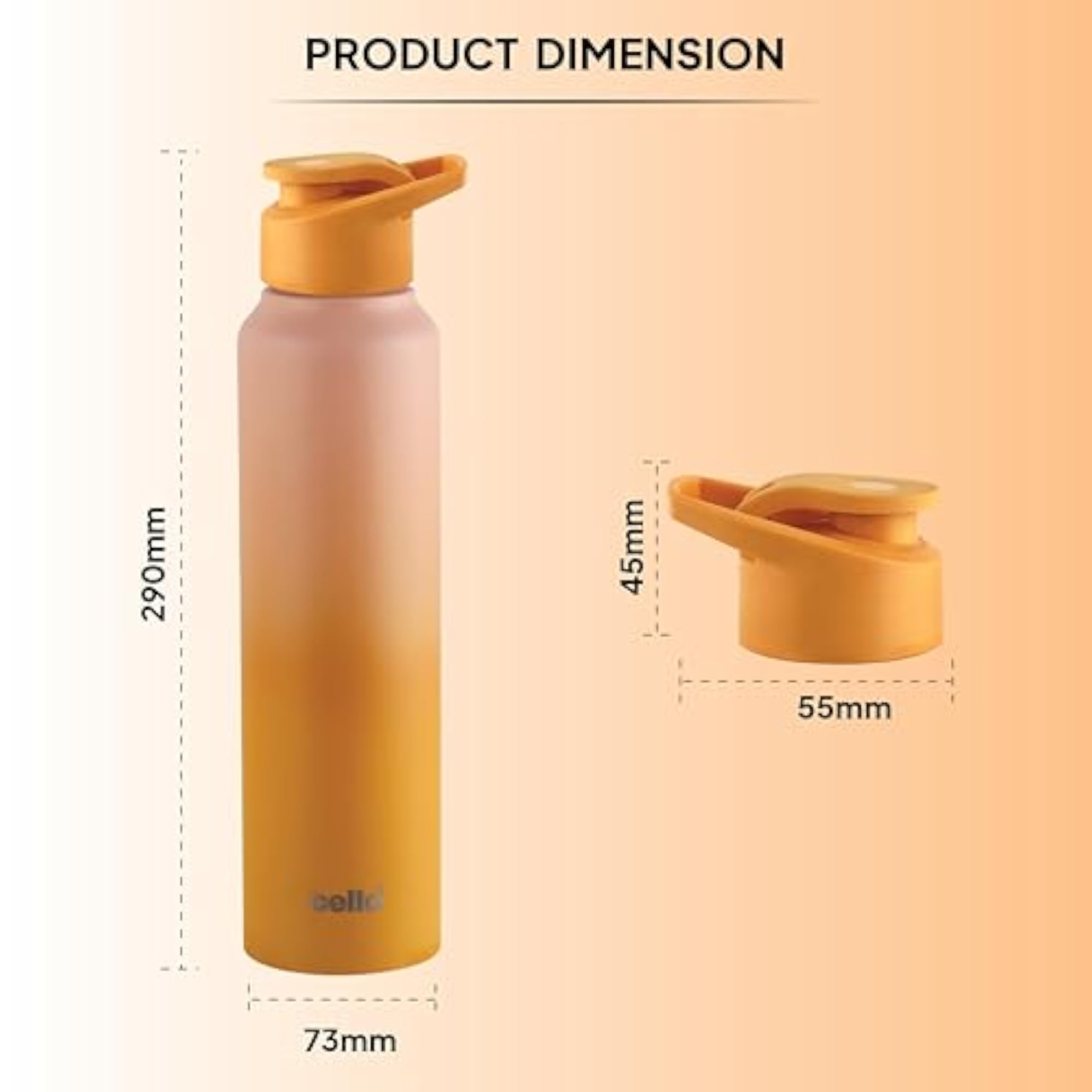 Aqua Pro Max Stainless Steel Water Bottle 1000 ml, Pink & Yellow