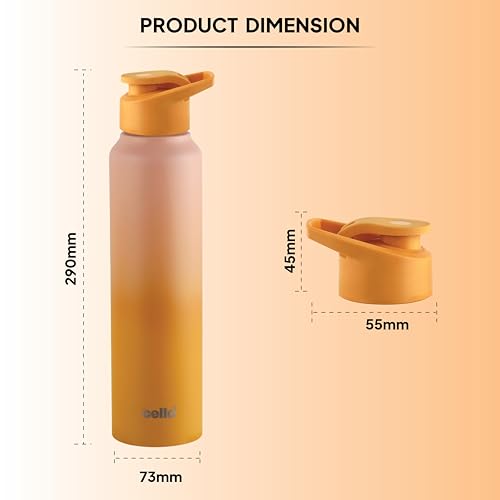 Image of CELLO Aqua Pro Max Stainless Steel Water Bottle 1000 ml Pink & Yellow | ISI Certified Single Wall Rust & Leakproof Fridge Safe Stylish Easy Grip Colorful Steel Water Bottle For Office & Daily Use