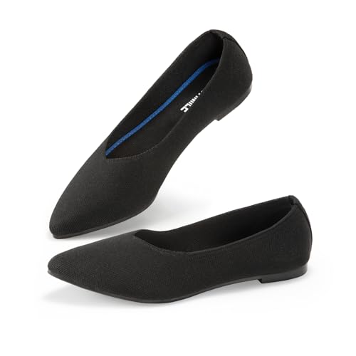 Image of ATHMILE Pointed Toe Flats for Women Comfortable Knit Ballet Flats Shoes