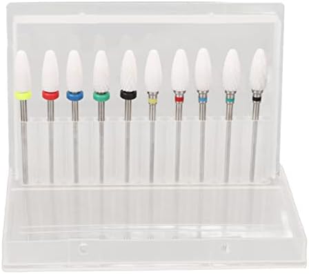 10 pcs Ceramic Nail Drill Bits Set, Cuticle Polishing Bits for Acrylic Gel Nails, Electric Nail Files for Manicure and Pedicure for Nail Grinding