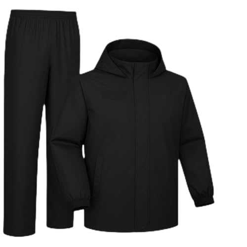 Image of TLN Waterproof Raincoat for Men | Lightweight & Durable Rain Jacket with Hood | Windproof & Breathable | Travel-Friendly, Bike & Motorcycle Use | Full-Length (IN, Alpha, S, Regular, NEW BLACK)