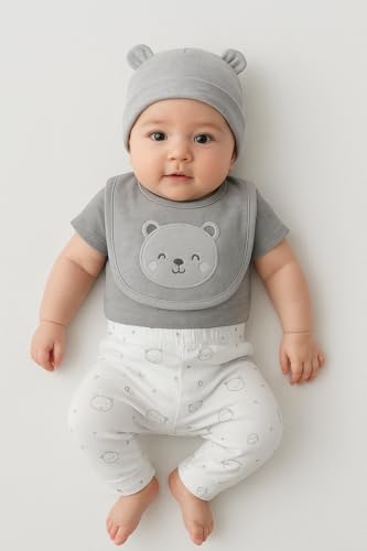Image of A.Z.FASHIONS New Born Baby Gift Set | 8 Piece Cotton Clothing Essentials Kit | Full Sleeves Dress Just Born Baby Boy & Girl Set 0-3 Months | Kids Cotton Set
