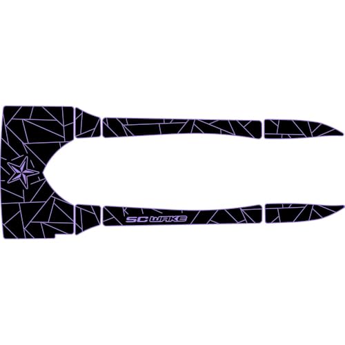 SC Wake Premium Traction Mats Made for SeaDoo RX/RXX & RXDI, 6mm Marine Grade EVA Foam PWC Decking, Diamond Cut Non-Slip Mat - Adhesive Comfort Series Fractal Design Mats - Black/Purple