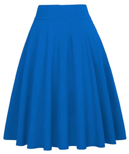 Image of FRAULEIN Women's Flared Pleated Maxi Skirt High Waist A-Line with Pockets and Belt Accessories [Small-Plus Size]