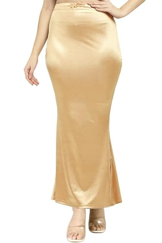 Chandrakala Satin Saree Shapewear for Women Seamless Stretchable Mermaid Sari Shaper Petticoat Girls Light Gold 2XL-3XL (S118LIG7)