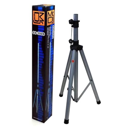 Mr. Dj USA SS350S Speaker Stand Universal Silver Heavy Duty Folding Tripod PRO PA DJ Home On Stage Speaker Stand Mount Holder
