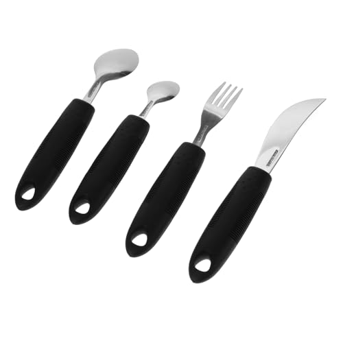 SOLUSTRE Elderly Disabled Friendly Cutlery Set 4-piece Adaptive Utensils Anti-shake Comfort Grip Easy to Use