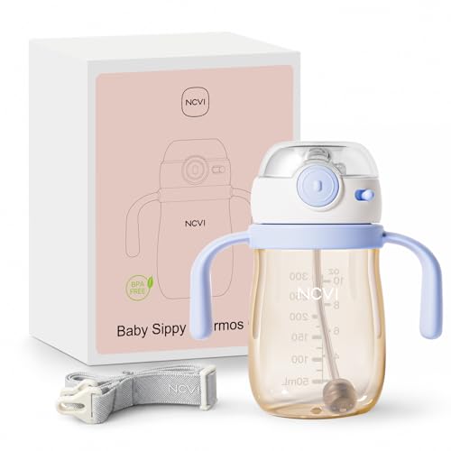 Image of NCVI PPSU Spill-Proof Baby Straw Cup, Lightweight with Weighted Straw