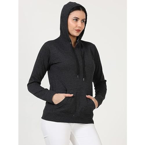 Image of Clotth Theory Women's Cotton Fleece Hooded Neck Sweatshirt | Hoodie Jacket with Kangaroo Pocket