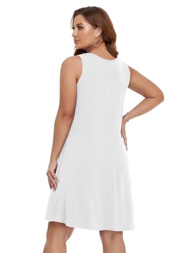 Image of BELAROI Women Casual Summer Beach Dresses Plus Size Sundress V Neck Pockets Swing Tank Dress Cover Ups