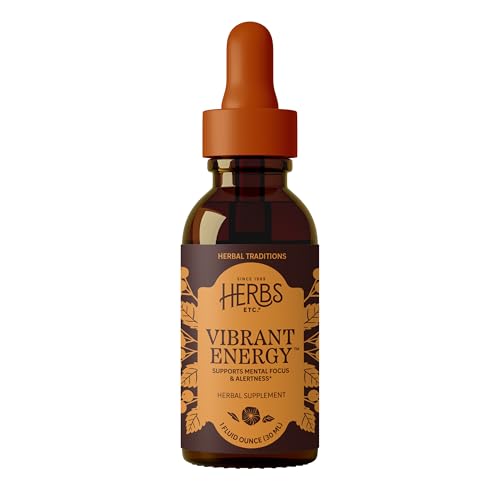 Herbs Etc. Vibrant Energy Classic Liquid Extract - Herbal Energy Drops for Natural Vitality Support - Gotu Kola, Siberian Eleuthero & Asian Kirin Red Ginseng - Vegan - 1 fl oz (40 Servings)