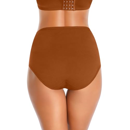 Image of Womens Underwear,Cotton Mid Waist No Muffin Top Full Coverage Brief Ladies Panties Lingerie Undergarments for Women Multipack