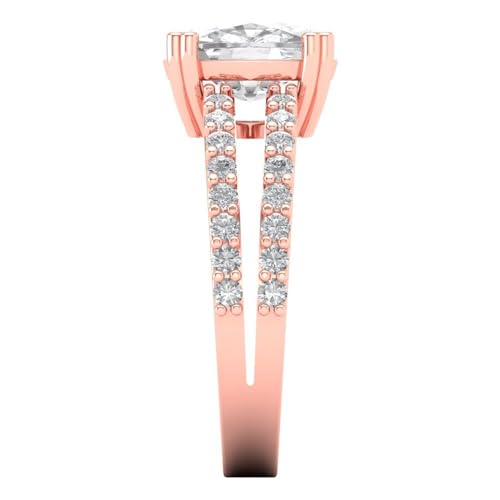 Clara Pucci 3.96 Ct Brilliant Cushion Cut Zircon 14K Rose Gold Solitaire W/Accents Bridal Wedding Anniversary Dainty Designer Ring3
