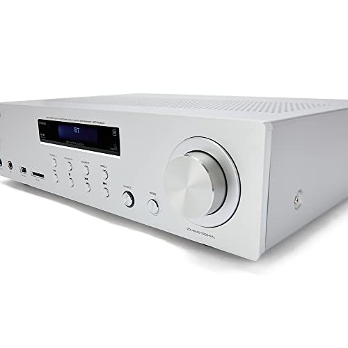 Aiwa AMU-120BT/SL: Amplificador, Receptor AV, con Bluetooth 5.0, 120W, Puerto USB, Lector Tarjeta SD. Color: Plata