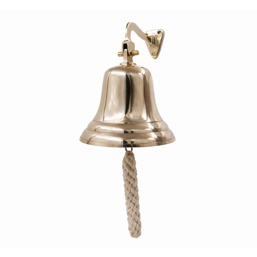 THDC Solid Brass Ship Last Orders Pub Door School Dinner Reception Home Decor Wall Mountable Bell (6")