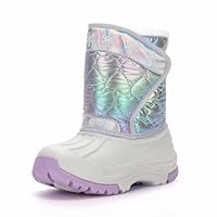 FUNCOO PLUS Kids Winter Wellies, Girls Boys Snow Boots, Warm Fleece Glitter Rain Shoes Size 12 UK Child