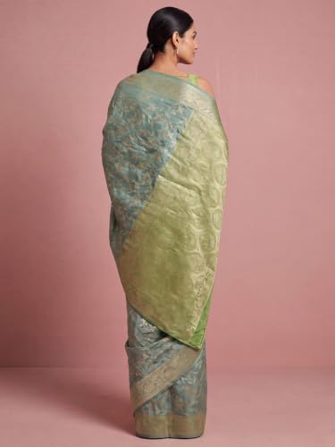 Image of AKHILAM Women's Multicolor Litchi Silk Ethnic Motif Print Saree With Unstitched Blouse Piece|sarees for women | litchi silk sarees
