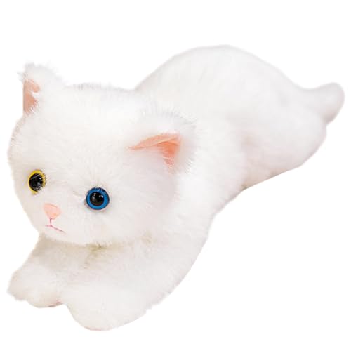 SYTTNUM Peluche Chat Réaliste, Peluche Chat Blanc, Adorable Chaton Tout Pelucheux, Coussins Réalistes en Forme d'animaux pour la Décoration Intérieure...