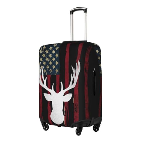 Travel Luggage Cover America Flag Deer Fashion Washable Baggage Suitcase Protector Fit For Luggage Medium2