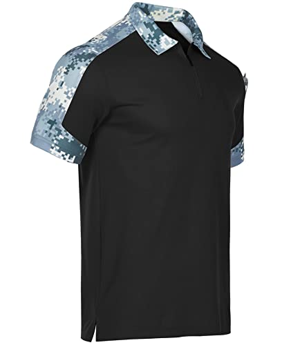 Zity Tactical Shirts For Men Military Golf Shirts Short Sleeve With Collars Army T-Shirt 036Black M #TOP2