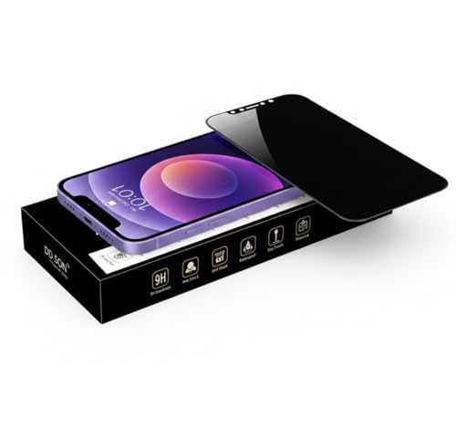 Image of DD SON Military Grade 360 Degree Privacy Tempered Glass for iPhone 12 Pro Max (6.7 Inches) Anti-Spy Screen Protector with Accessories Kit, Shatterproof & Scratch Resistant Screen Guard