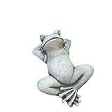 Handgearbeitet Steinfigur Frosch Relax Kröte zum Legen oder aufhängen Steinguss Frostfrei 30 cm