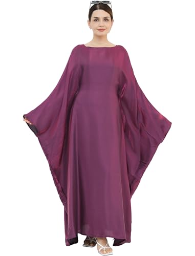 Image of Dubai Bat Sleeve Dress Shiny Robe for Women Muslim 1pc Abaya Eid Prayer Clothes Soft Dubai Travel Party Dress Maxi Abaya