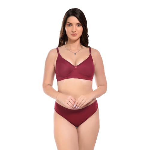 Image of SGC Women Cotton Blend Lingerie Set||Lightly Padded Wirefree Bra & Panty Set||Bridel Set for Women & Girls