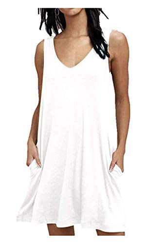 Wander Agio Cover up Beach Swimsuit Bikini Elastic Coverups Swimwear for Women V-Neck Pure White Large