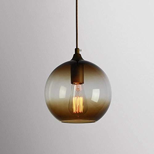 Lustre industriel vintage E27 avec suspension réglable de 2 mètres et boule verre