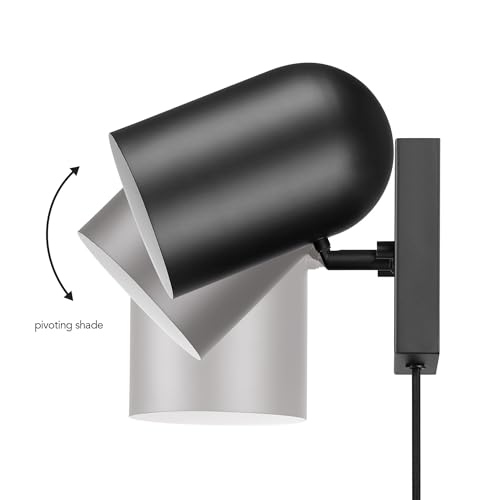 Image of Globe Electric 1-Light Matte Black Plug-in or Hardwire Wall Sconce | Matte Black, 6 ft Braided Cord, Rocker Switch, Modern Wall Lamp for Living Room, Bedroom