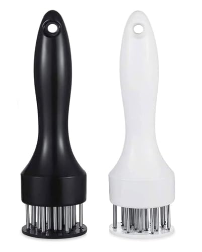 Meat Tenderizer Tool, 1 Pair Black and White, with 21 Ultra Sharp Stainless Steel Needle Blades, Profession Kitchen Gadgets