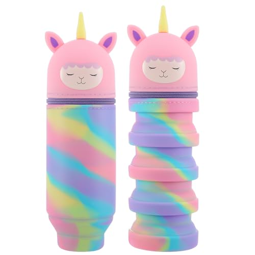 Vyuwast 2 Stück Federmäppchen Einhorn Mädchen, 2-in-1 Kawaii...