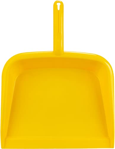 Image of SPARTA Large Handheld Dustpan with Hanging Hole, Heavy-Duty Plastic Dustpan with Wide Lip for Countertops and Surfaces, Plastic, 10 Inches, Yellow