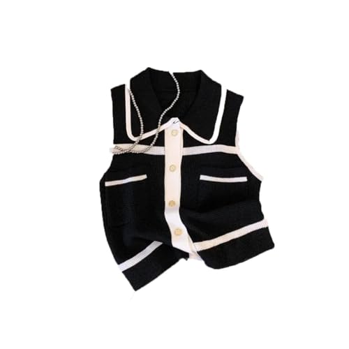 Women's Collar Knitted Sweater Korean Style Elegant Sleeveless Vest Short Top
